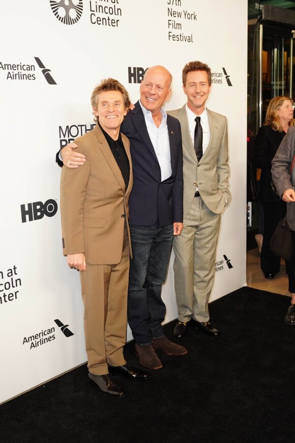 Willem Dafoe, Bruce Willis et Edward Norton assistent à l'avant-première du film 'Brooklyn Affairs' à l'occasion de la 57ème édition du Festival du Film de New York, le 11 octobre 2019.