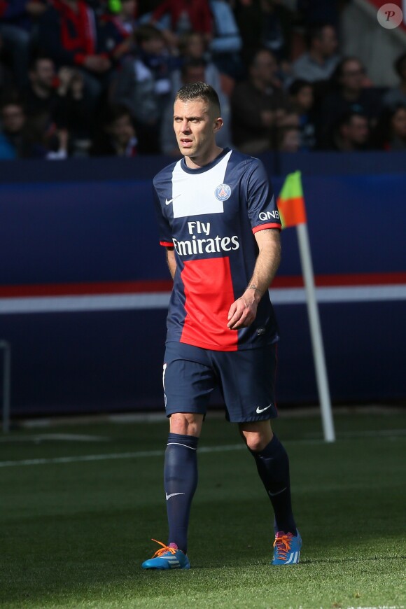Jérémy Ménez lors du match de football Psg (3) contre Reims (0) au Parc des Princes à Paris le 5 avril 2014.