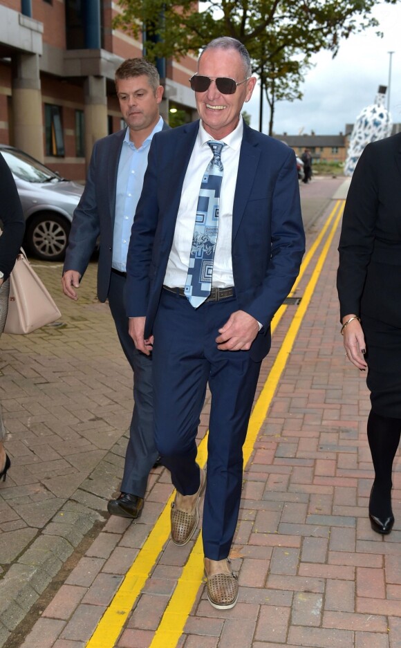 L'ancien footballeur Paul Gascoigne quitte le tribunal Teesside Crown Court à Middlesbrough, à la fin du premier jour de son procès pour agression sexuelle. Le 14 octobre 2019.
