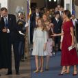 Le roi Felipe VI d'Espagne, la reine Letizia, la reine Sofia, la princesse Leonor, l'infante Sofia de Bourbon - Sorties - Cérémonie des Princess of Asturias Awards à Oviedo au théâtre Campoamor le 18 octobre 2019.