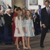 Le roi Felipe VI d'Espagne, la reine Letizia, la reine Sofia, la princesse Leonor, l'infante Sofia de Bourbon - Sorties - Cérémonie des Princess of Asturias Awards à Oviedo au théâtre Campoamor le 18 octobre 2019.