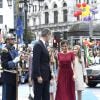 Le roi Felipe VI d'Espagne, la reine Letizia, la princesse Leonor, l'infante Sofia de Bourbon - La famille royale d'Espagne arrive au théâtre Campoamor pour la cérémonie des Princess of Asturias Awards à Oviedo le 18 octobre 2019.