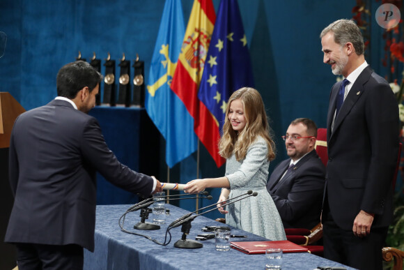 Le roi Felipe VI d'Espagne, la princesse Leonor, Salman Khan - Cérémonie des Princess of Asturias Awards à Oviedo au théâtre Campoamor le 18 octobre 2019.