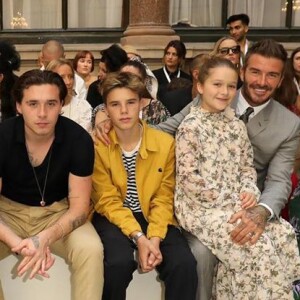 La famille de Victoria Beckham lors de son défilé de mode, à Londres, le 15 septembre 2019.