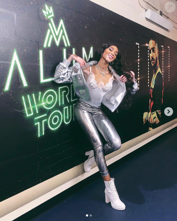Winnie Harlow assiste à un concert de Maluma au Madison Square Garden à New York. Octobre 2019.