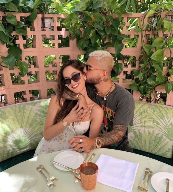 Natalia Barulich et son ex-compagnon Maluma à Beverly Hills. Août 2019.
