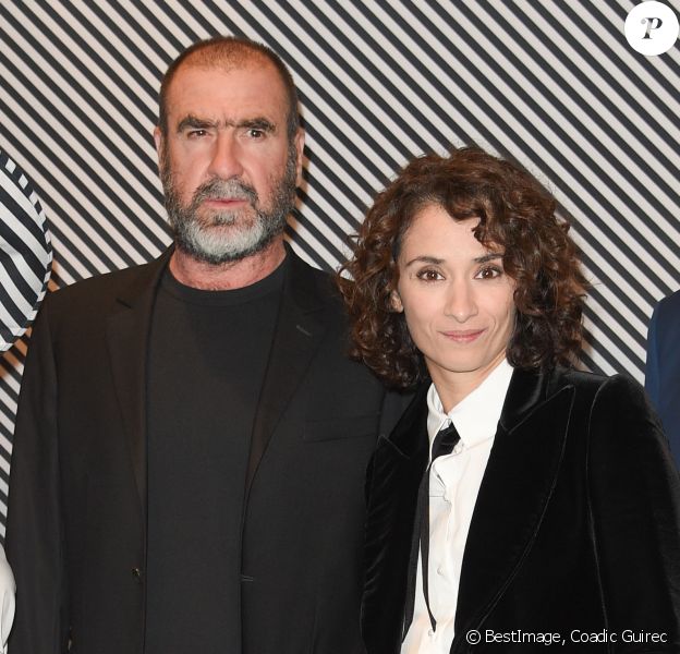 Eric Cantona avec sa femme Rachida Brakni - Dîner de gala annuel de la société des amis du Centre Pompidou "Black & White" au centre national d'art et de culture Georges-Pompidou à Paris, France, le 10 avril 2018. © Coadic Guirec/Bestimage