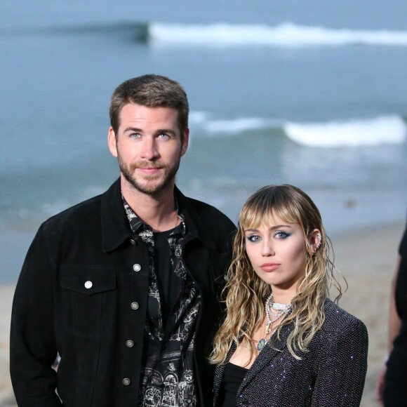 Liam Hemsworth et sa femme Miley Cyrus - Arrivées - Saint Laurent présente sa collection homme printemps-été 2020 à Malibu le 6 juin 2019. ©Cyrill Gueny / Bestimage