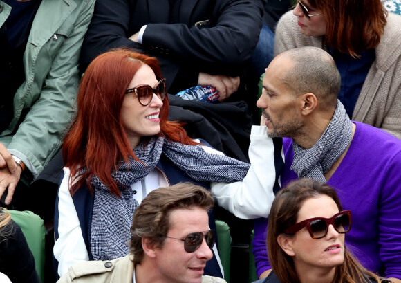 Audrey Fleurot et son compagnon Djibril Glissant dans les tribunes des internationaux de France de Roland Garros à Paris le 4 juin 2016. © Moreau - Jacovides / Bestimage04/06/2016 - Paris