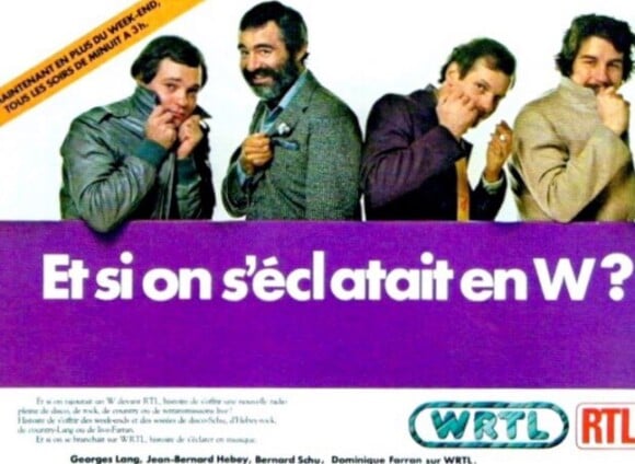 Georges Lang, Jean-Bernard Hebey, Bernard Schu et Dominique Farran pour l'émission "WRTL" diffusée à la fin des années 70 sur RTL.
