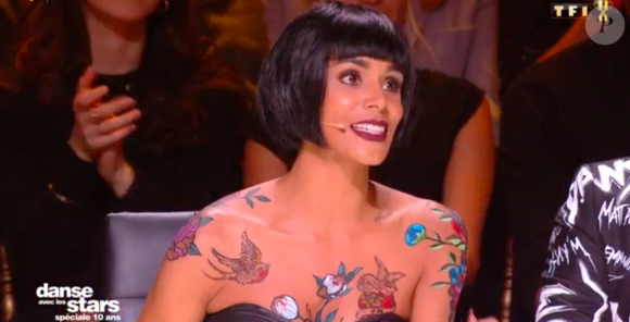 Shy'm a des peintures sur le corps. Emission "Danse avec les stars 2019" sur TF1. Le 19 octobre 2019