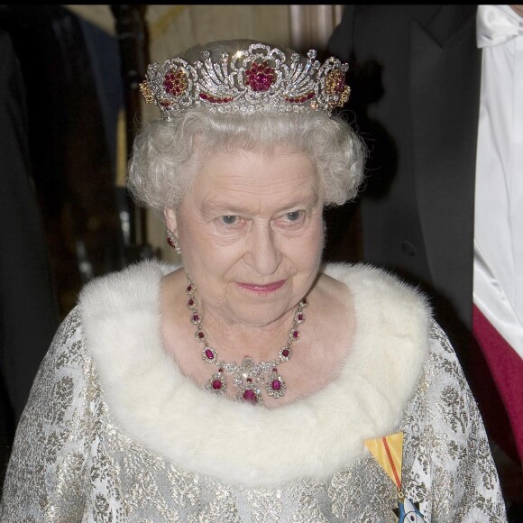 La reine Elizabeth II en voyage officiel en Slovénie, le 21 octobre 2008.
