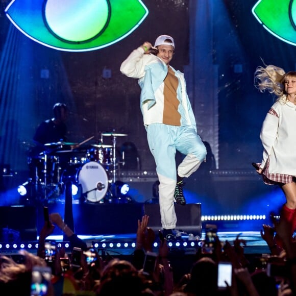 Angèle et son frère Roméo Elvis en concert gratuit sur la Grand Place de Bruxelles. Le 27 septembre 2019. @Danny Gys / Reporters / ABACAPRESS.COM