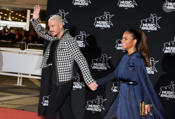 Le chanteur français M. Pokora (Matt Pokora) et sa compagne la chanteuse américaine Christina Milian - 19ème édition des NRJ Music Awards à Cannes le 4 novembre 2017. © Dominique Jacovides/Bestimage