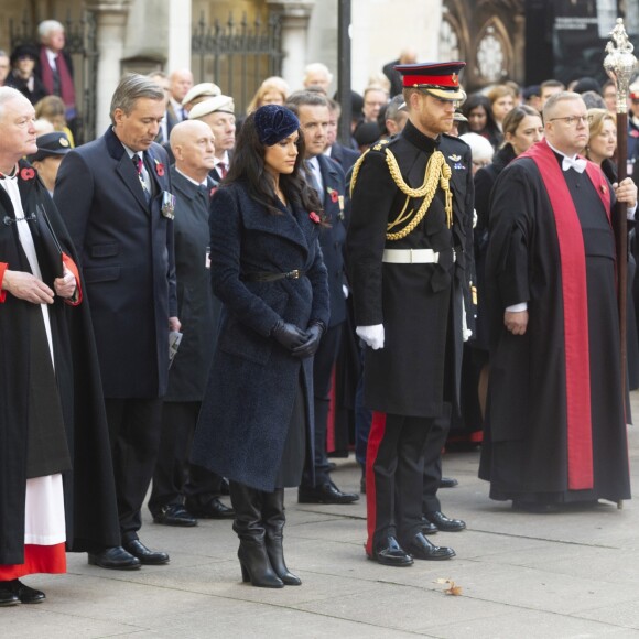 Meghan Markle et le prince Harry assistent au 'Remembrance Day', une cérémonie d'hommage à tous ceux qui se sont battus pour la Grande-Bretagne, à Westminster Abbey, le 7 novembre 2019.