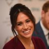 Meghan Markle et le prince Harry participent à une réunion sur l'égalité des genres avec les membres du Queen's Commonwealth Trust (dont elle est vice-présidente) et du sommet One Young World au château de Windsor, le 25 octobre 2019.