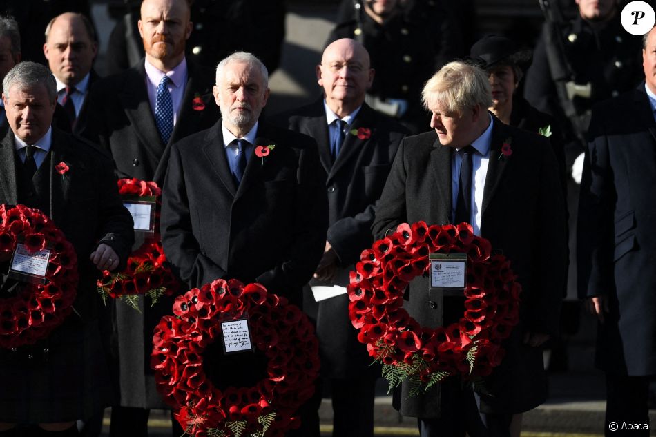 Le Premier ministre britannique Boris Johnson au Remembrance Sunday Service, au Cénotaphe de Londres, le 10 novembre 2019. 