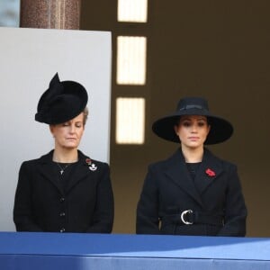 - La famille royale réunie pour le Remembrance Sunday Service, au Cénotaphe de Londres, le 10 novembre 2019.