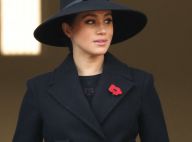 Meghan Markle solennelle en total look noir, elle se démarque avec son chapeau