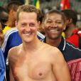 Michael Schumacher lors du match de football "Goal4Africa" a Munich en Allemagne le 12 juillet 2008.