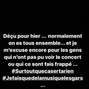Le rappeur Jul adresse des excuses à ses fans, sur Instagram, le 13 novembre 2019.
