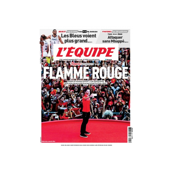 Une de l'Equipe- 15 novembre 2019.