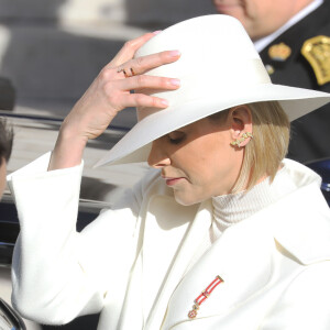 La princesse Charlène de Monaco - La famille princière de Monaco quitte la cathédrale Notre-Dame-Immaculée lors de la fête Nationale monégasque à Monaco le 19 novembre 2019. © Dominique Jacovides/Bestimage