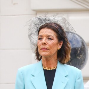 La princesse Caroline de Hanovre, la princesse Charlène de Monaco, la princesse Stéphanie de Monaco - La famille princière de Monaco dans la cour du palais lors de la fête Nationale monégasque à Monaco le 19 novembre 2019. © Olivier Huitel/Pool Monaco/Bestimage