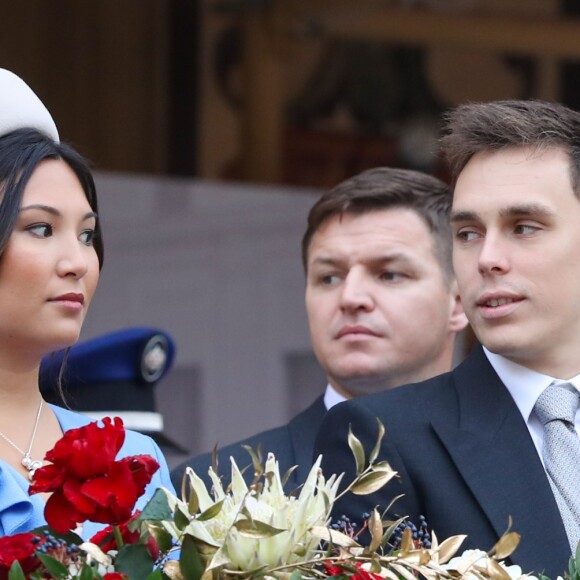 Louis Ducruet et sa femme Marie - La famille princière de Monaco dans la cour du palais lors de la fête Nationale monégasque à Monaco le 19 novembre 2019. © Olivier Huitel/Pool Monaco/Bestimage