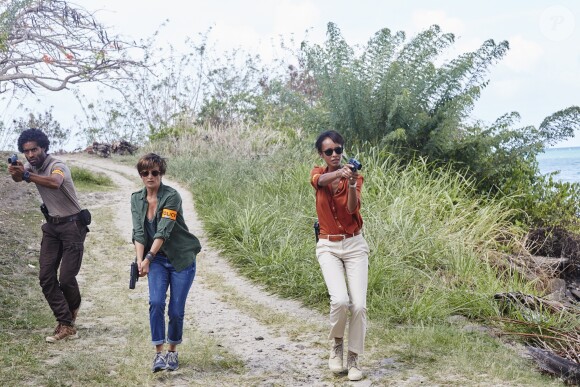 Exclusif - Julien Beramis, Béatrice De la Boulaye et Sonia Rolland sur le tournage de la série "Tropiques criminels" en Martinique diffusée le 22 novembre sur France 2. Le 8 mai 2019 © Sylvie Castioni / Bestimage