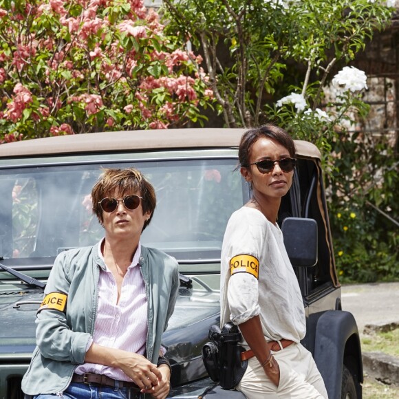 Exclusif - Béatrice De la Boulaye et Sonia Rolland sur le tournage de la série "Tropiques criminels" en Martinique diffusée le 22 novembre sur France 2. Le 8 mai 2019 © Sylvie Castioni / Bestimage