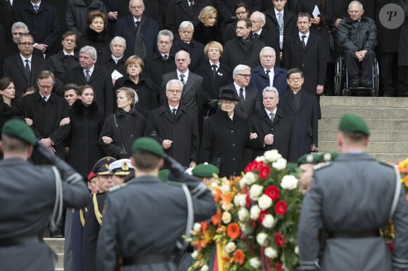 Angela Merkel, Joachim Gauck, Richard von Weizsaecker, Marianne von Weizsaecker - Obsèques de l'ancien président de la république fédérale d'Allemagne Richard von Weizsäcker en la cathédrale de Berlin en Allemagne le 11 février 2015.