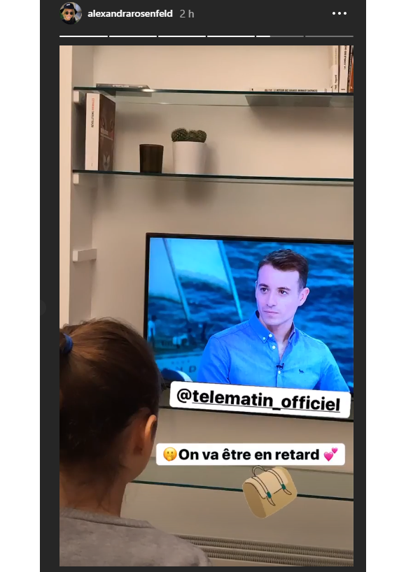 Alexandra Rosenfeld et sa fille Ava soutiennent Hugo Clément - Story Instagram, 26 novembre 2019