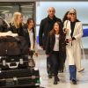Françoise Thibault, la mère de Laeticia Hallyday, Jade, Jimmy Refas, Joy, Laeticia Hallyday - Laeticia Hallyday arrive en famille avec ses filles et sa mère à l'aéroport Roissy CDG le 19 novembre 2019