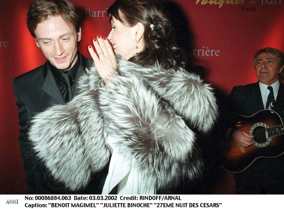 Juliette Binoche et Benoît Magimel. 27e nuit des César. Le 3 mars 2002.
