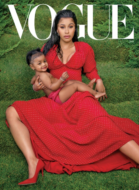 Cardi B et sa fille Kulture en couverture du numéro de janvier 2020 du magazine Vogue. Photo par Annie Leibovitz.