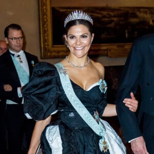 Michel Mayor, la princesse Victoria de Suède - Réception de la cérémonie annuelle du Prix Nobel à l'hôtel de ville de Stockholm, le 10 décembre 2019.