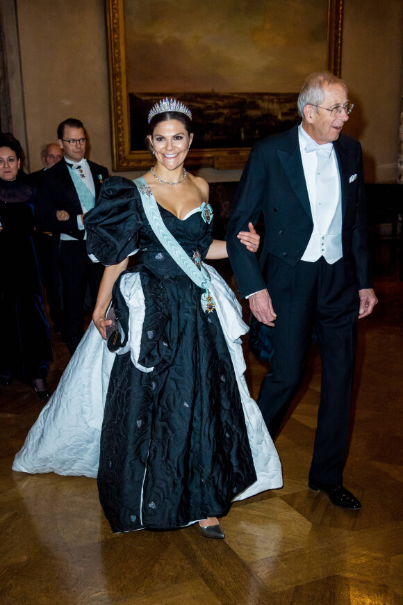 Michel Mayor, la princesse Victoria de Suède - Réception de la cérémonie annuelle du Prix Nobel à l'hôtel de ville de Stockholm, le 10 décembre 2019.