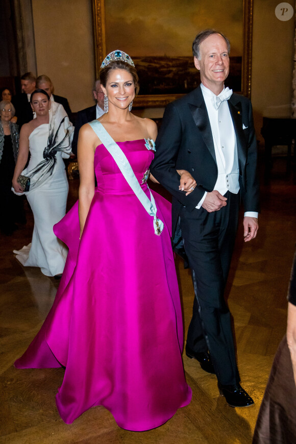 William Kaelin Jr, la princesse Madeleine de Suède - Réception de la cérémonie annuelle du Prix Nobel à l'hôtel de ville de Stockholm, le 10 décembre 2019.
