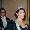 Michel Mayor, la princesse Victoria de Suède - Réception de la cérémonie annuelle du Prix Nobel à l'hôtel de ville de Stockholm, le 10 décembre 2019.