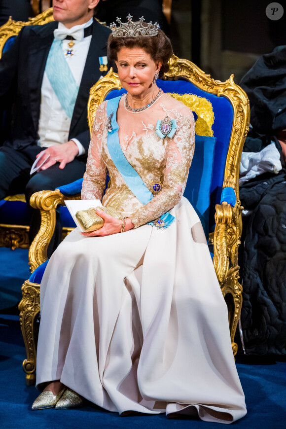 La reine Silvia de Suède - Cérémonie annuelle du Prix Nobel au "Stockholm Concert Hall", le 10 décembre 2019.