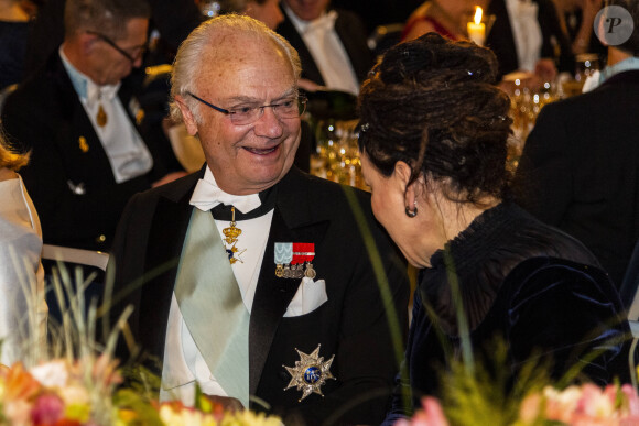 Le roi Carl XVI Gustav de Suède - Réception de la cérémonie annuelle du Prix Nobel à l'hôtel de ville de Stockholm, le 10 décembre 2019.