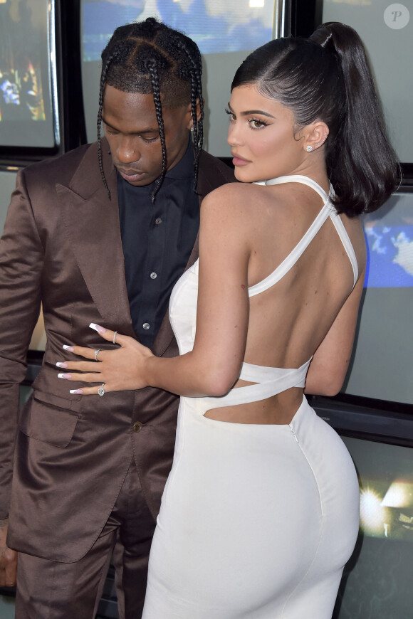 Travis Scott, Kylie Jenner et leur fille, Stormi Webster, à la première du documentaire Netflix  "Travis Scott: Look Mom I Can Fly"  à Santa Monica le 27 août 2019