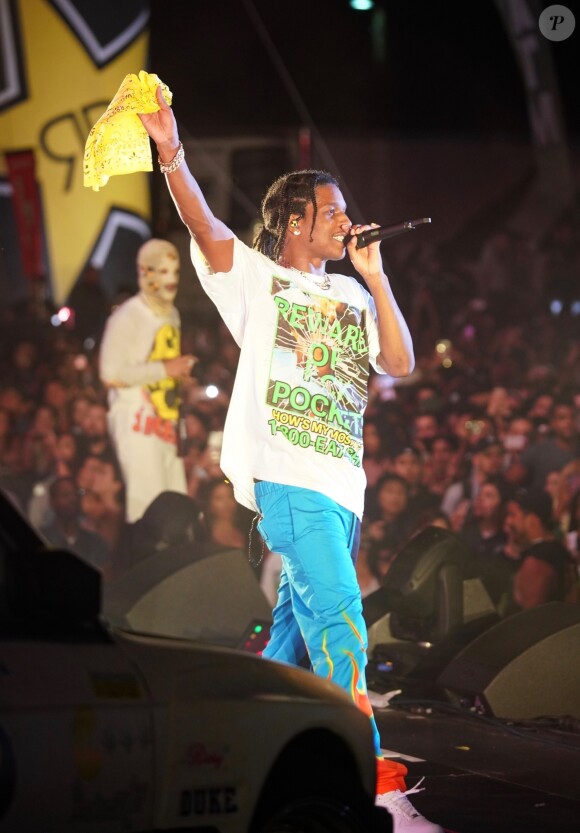 Le rappeur A$AP Rocky lors de son premier concert depuis sa sortie de prison, au Real Street Festival. Anaheim, Californie, le 11 août 2019.