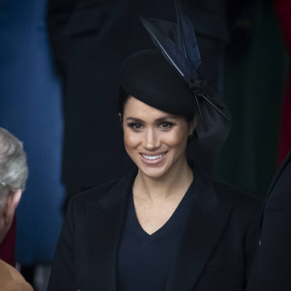 Kate Middleton, duchesse de Cambridge, Meghan Markle, duchesse de Sussex, le prince Harry, duc de Sussex - La famille royale assiste à la messe de Noël à Sandringham le 25 décembre 2018.