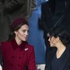 Kate Middleton, duchesse de Cambridge, Meghan Markle, duchesse de Sussex, le prince Harry, duc de Sussex - La famille royale assiste à la messe de Noël à Sandringham le 25 décembre 2018.