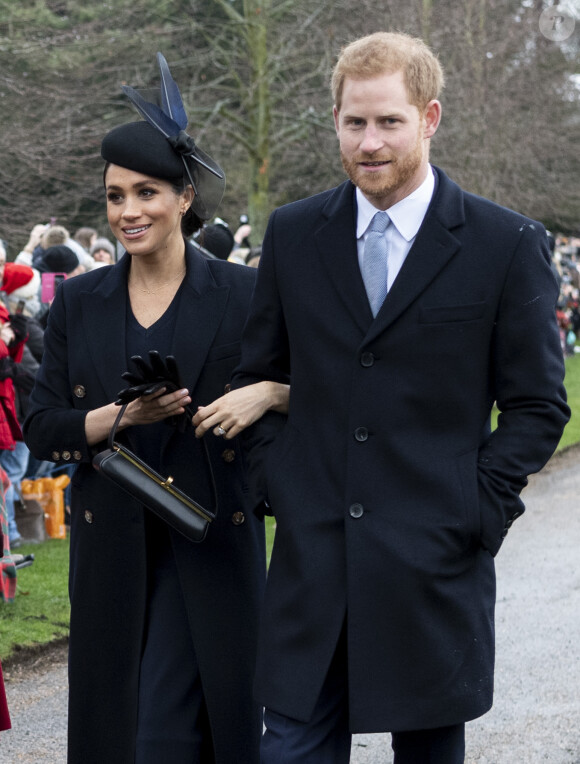 Kate Middleton, duchesse de Cambridge, Meghan Markle, duchesse de Sussex, le prince Harry, duc de Sussex - La famille royale assiste à la messe de Noël à Sandringham le 25 décembre 2018.