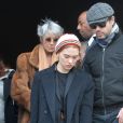 Léa Seydoux et Melvil Poupaud - Sorties des obsèques de Anna Karina en la chapelle de l'Est au cimetière du Père Lachaise à Paris. Le 21 décembre 2019