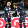 Kylian Mbappé et Neymar lors du match de Ligue 1 Conforama Paris Saint-Germain - Amiens SC au Parc des Princes. Paris, le 21 décembre 2019.