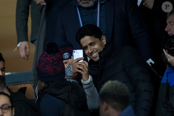 Le président du PSG, Nasser al-Khelaïfi, lors du match de Ligue 1 Conforama Paris Saint-Germain - Amiens SC au Parc des Princes. Paris, le 21 décembre 2019.